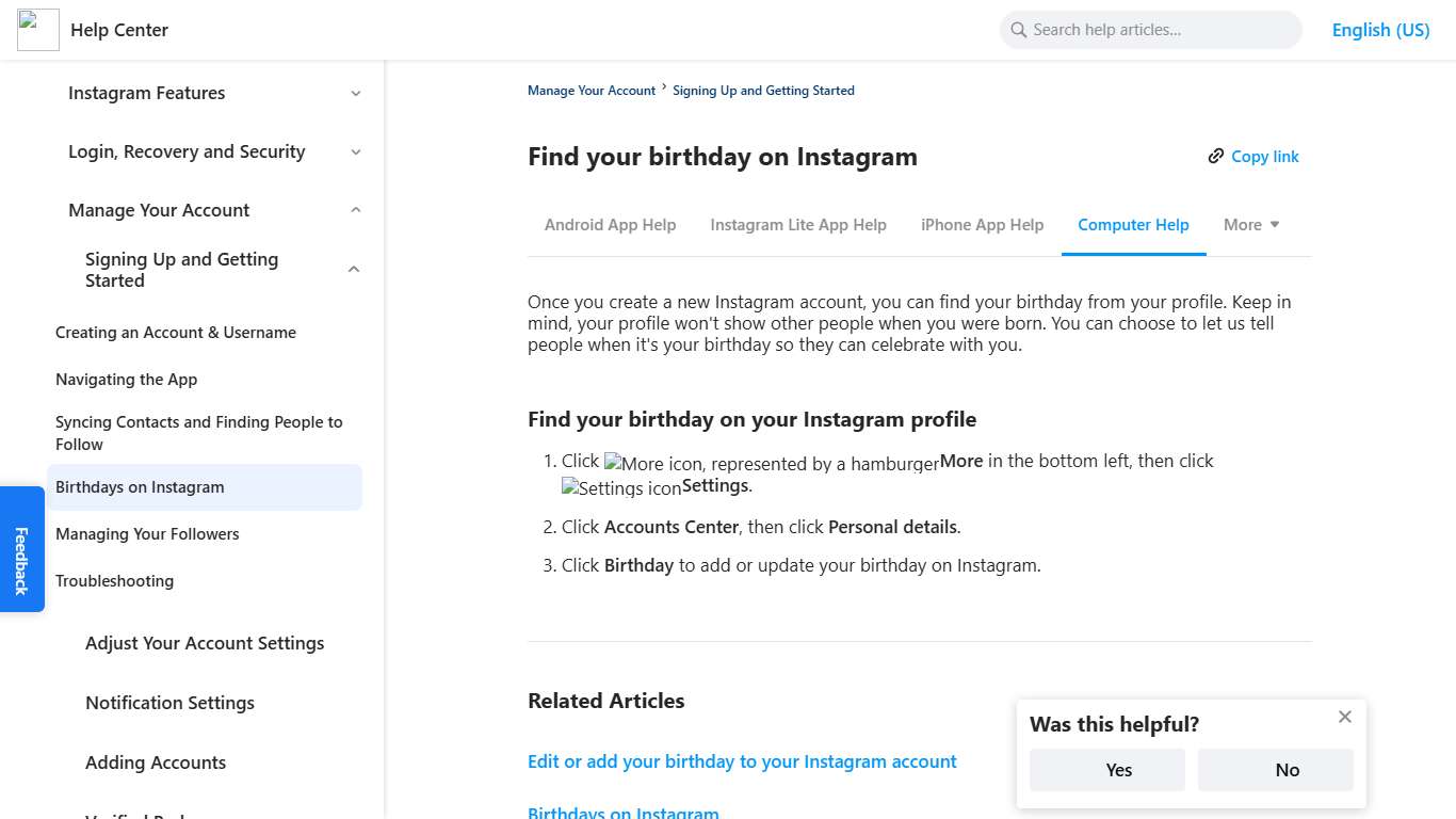 Find your birthday on Instagram | Instagram Help Center